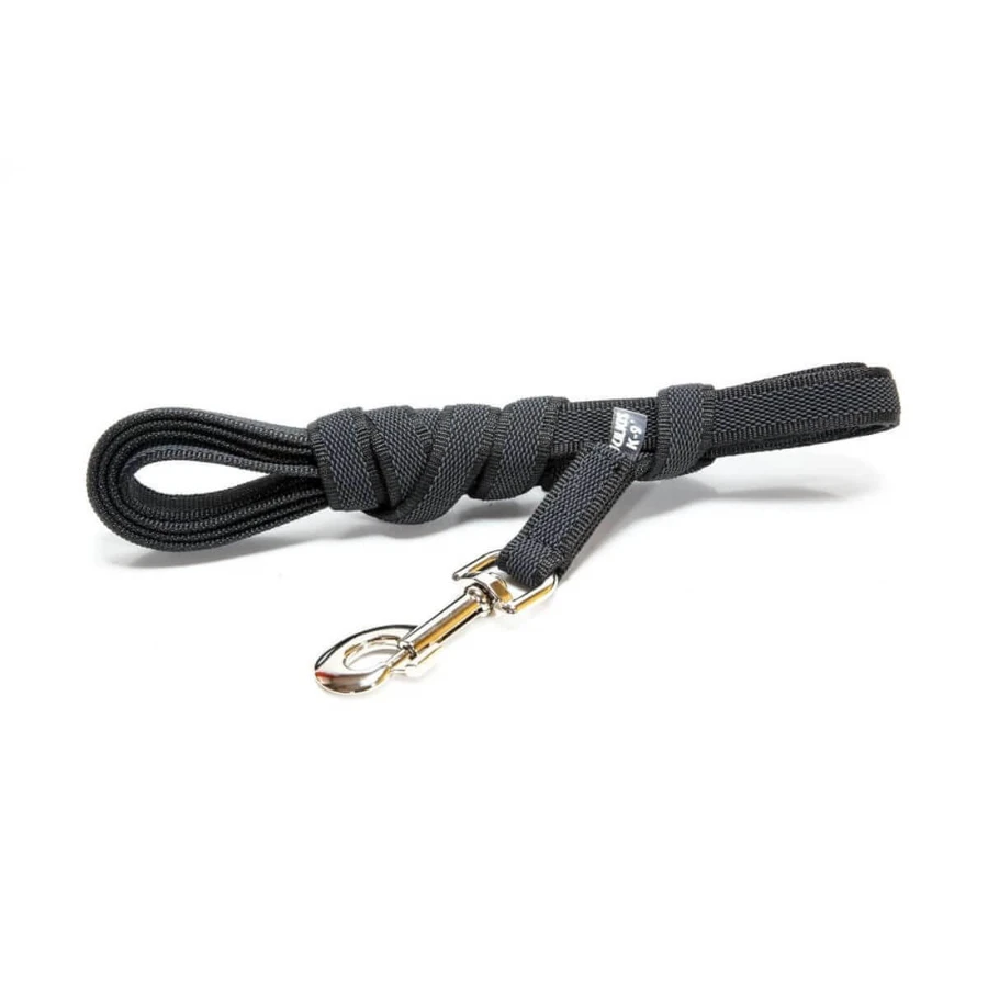 JULIUS-K9 Color & Gray, guinzaglio antiscivolo con maniglia per cani, 30 kg, tessuto, nastro, 14 mm x 3 m, nero