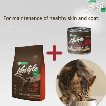 NATURES PROTECTION Lifestyle Sterilized Soep, Zalm, natvoer in blik voor gesteriliseerde katten, (topping), 140g, 140g