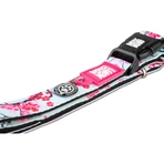 MAX & MOLLY Smart ID Cherry Bloom, dog collar, adjustable, polyester, blue and pink, trident buckle, XS(22-35 x 1cm)