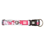 MAX & MOLLY Smart ID Cherry Bloom, dog collar, adjustable, polyester, blue and pink, trident buckle, XS(22-35 x 1cm)