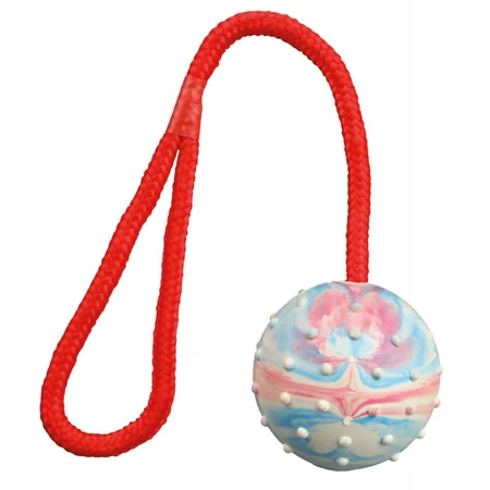 TRIXIE, ball toy filled with string dogs, rubber, 6cm x 30cm, multicolor