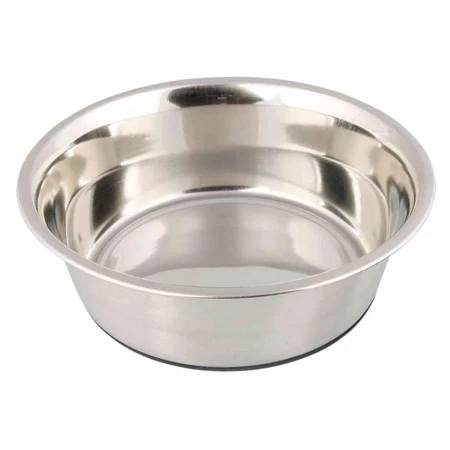 TRIXIE Acier inoxydable, gamelle pour chien, ronde, antidérapante, acier inoxydable, argent, S-M(1l, ⌀17cm)