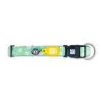 MAX & MOLLY Smart ID Daisies, dog collar, adjustable, polyester, green, trident buckle, XS(22-35 x 1cm)