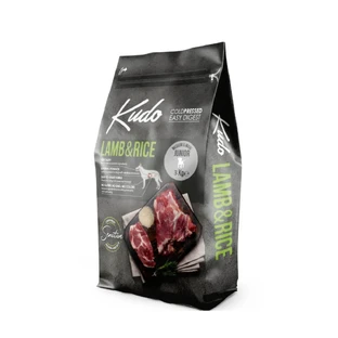 KUDO Medium And Maxi Junior, M-XL, Lamb and Rice, low grain dry food for junior dogs, cold pressed, 3kg