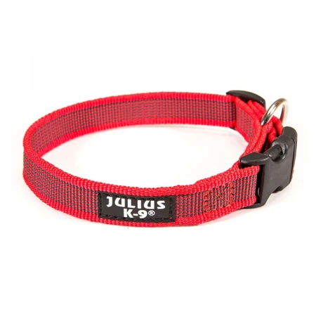 JULIUS-K9 Color & Gray, regulowana obroża z uchwytem dla psa, nylon, 25mm x 39-45cm, czerwona: ceny i cechy