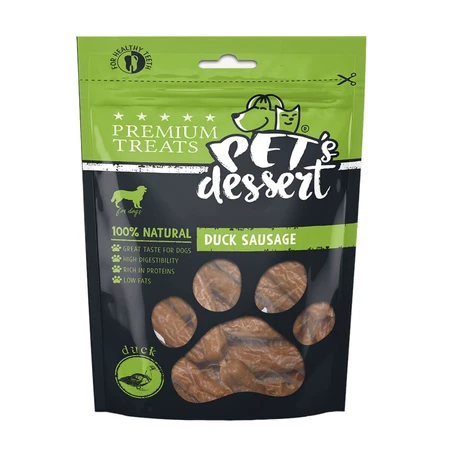PET'S DESSERT Wurst, XS-XL, Ente, getreidefreier Belohnungsbeutel für Hunde, 80g