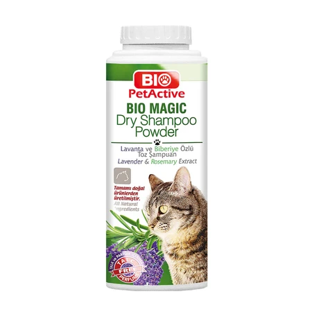 BIO PETACTIVE Bio Magic Champú Seco en Polvo, champú en polvo para gatos, sin aclarado, frasco, 150g