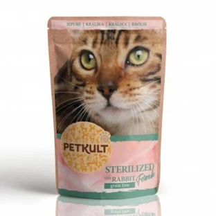 PETKULT Gesteriliseerd, Konijn, zakje graanvrij natvoer voor katten, 100g