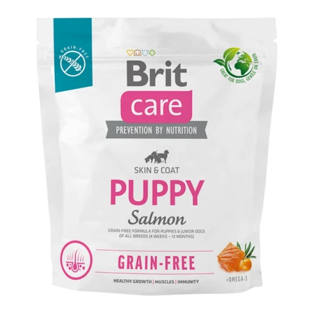 BRIT Care Grain-Free Puppy, XS-XL, Zalm, graanvrij droogvoer voor jonge honden, huid & vacht, 1kg