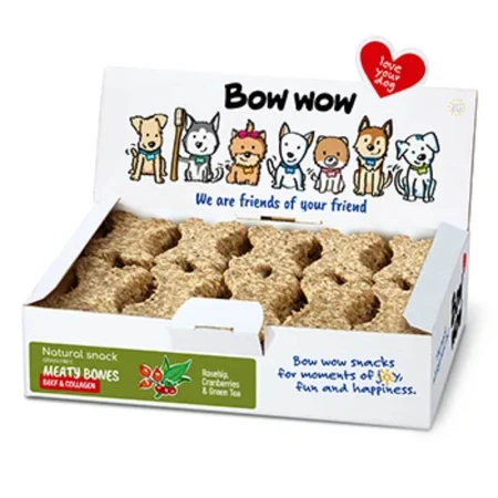 BOW WOW WOW Colágeno óseo, S-XL, carne de vacuno, sin grano caja de recompensa perros, 30pcs, 720g