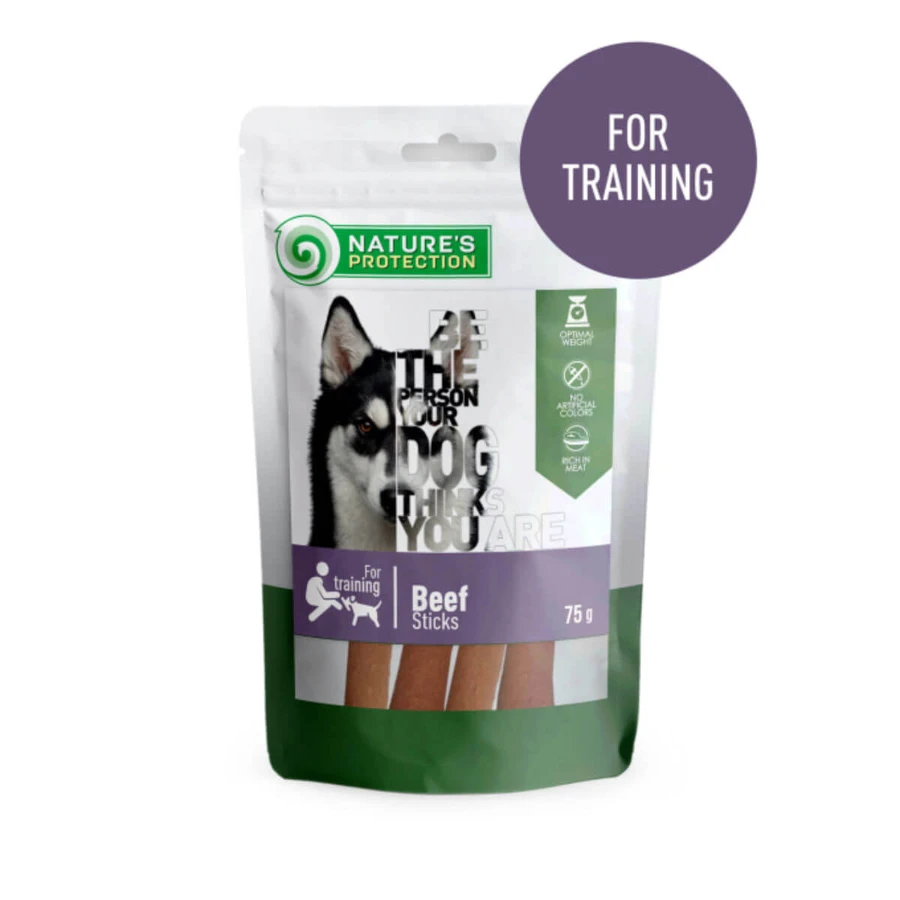 NATURES PROTECTION Sticks, XS-XL, Carne de vacuno, caja de recompensa perros, 75g