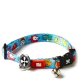 MAX & MOLLY Smart ID LIttle Monsters, zgardă pisici, ajustabilă, poliester, albastru, cataramă trident, 22-35 x 1cm