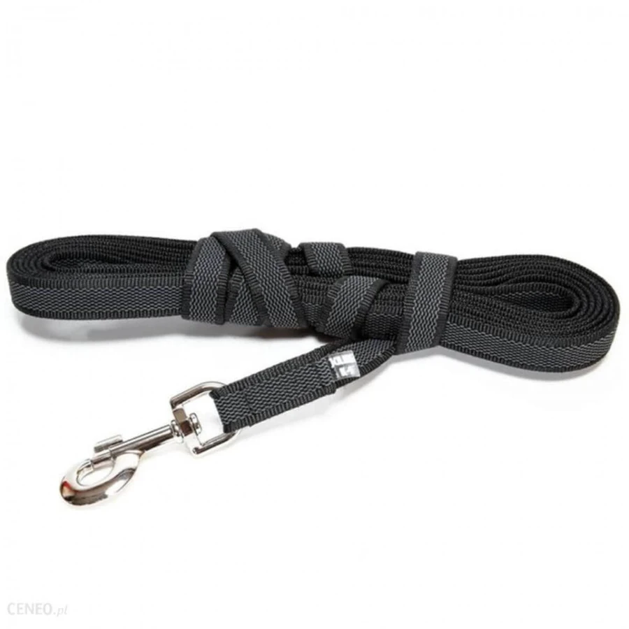 JULIUS-K9 Color & Gray, rutschfeste Leine mit Griff für Hunde, 50kg, Textil, Band, 20mm x 10m, schwarz