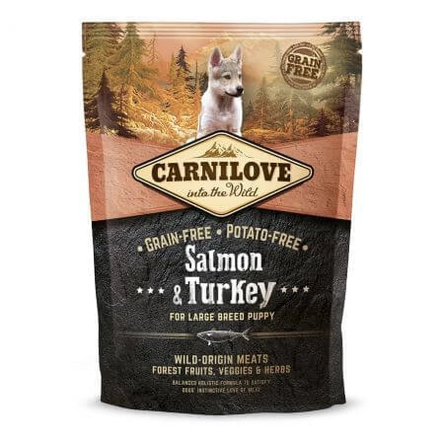 CARNILOVE Junior L-XL, saumon et dinde, croquettes sans céréales pour chiens juniors, 1,5kg