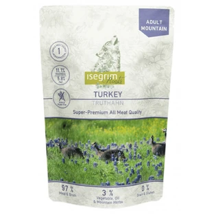 ISEGRIM, XS-XL, Pavo, sobre, mono proteína, comida húmeda sin cereales para perros, (en salsa), 410g