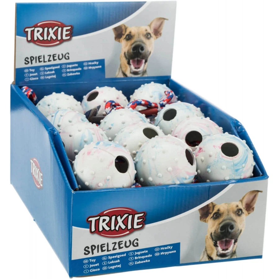 Trixie, Ballspielzeug mit Schnur, Gummi, 6 x 30cm, multicolor