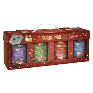 BRIT Kerst Selection, XS-XL, Vlees en Vis, graanvrij vochtig hondenvoer in blik, (pate), multipack, 400g x 4st