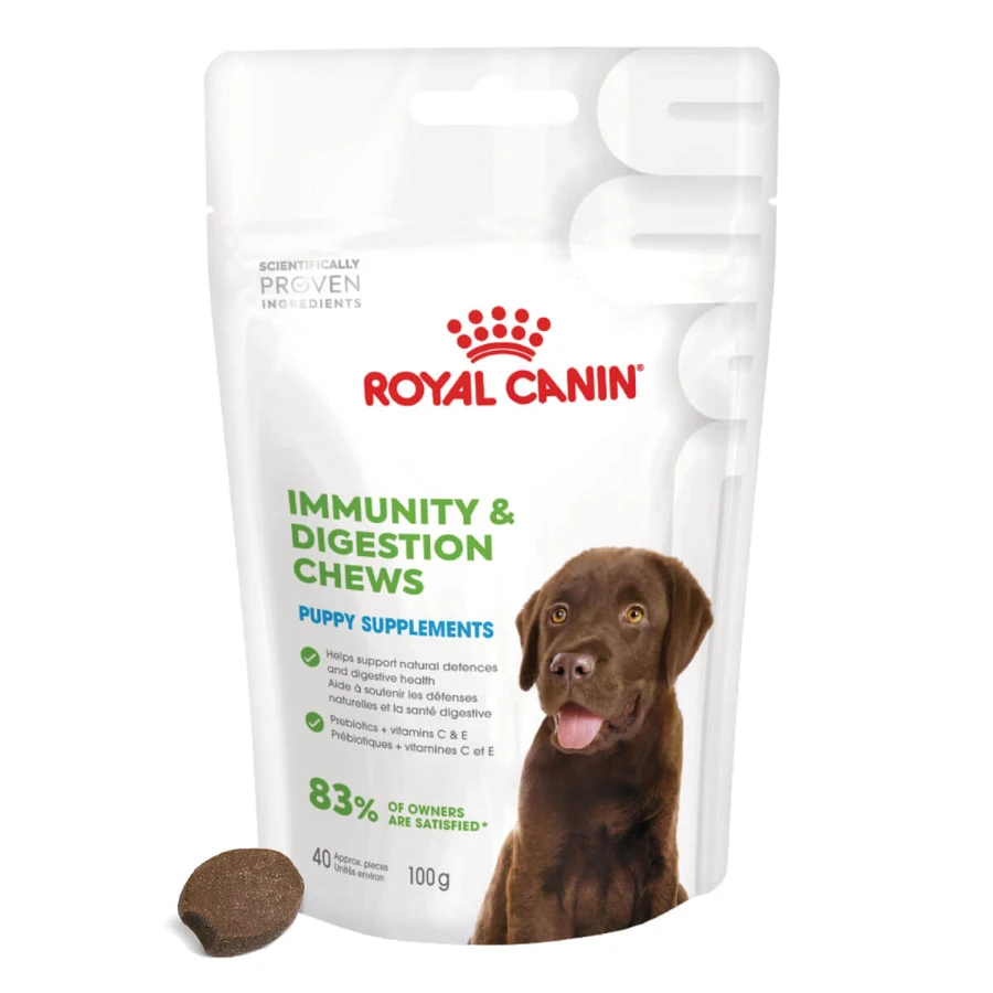 ROYAL CANIN Immunity & Digestion Chews Puppy Supplements, bolsita de recompensas funcionales para perros jóvenes, sistema inmunitario, sistema digestivo, 100g