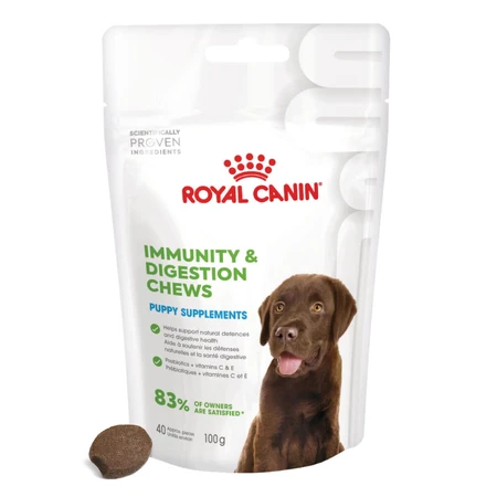 ROYAL CANIN Immunity & Digestion Chews Puppy Supplements, bolsita de recompensas funcionales para perros jóvenes, sistema inmunitario, sistema digestivo, 100g