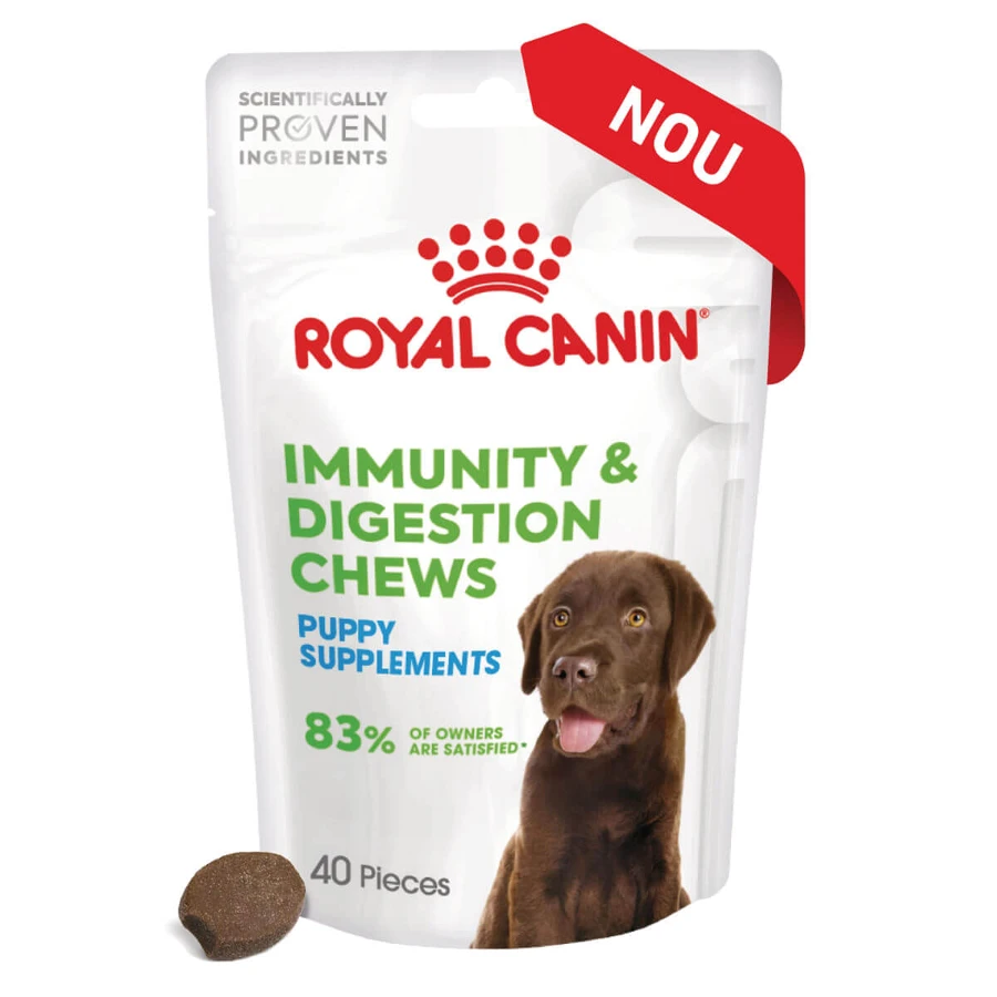 ROYAL CANIN Immunity & Digestion Chews Puppy Supplements, bolsita de recompensas funcionales para perros jóvenes, sistema inmunitario, sistema digestivo, 100g