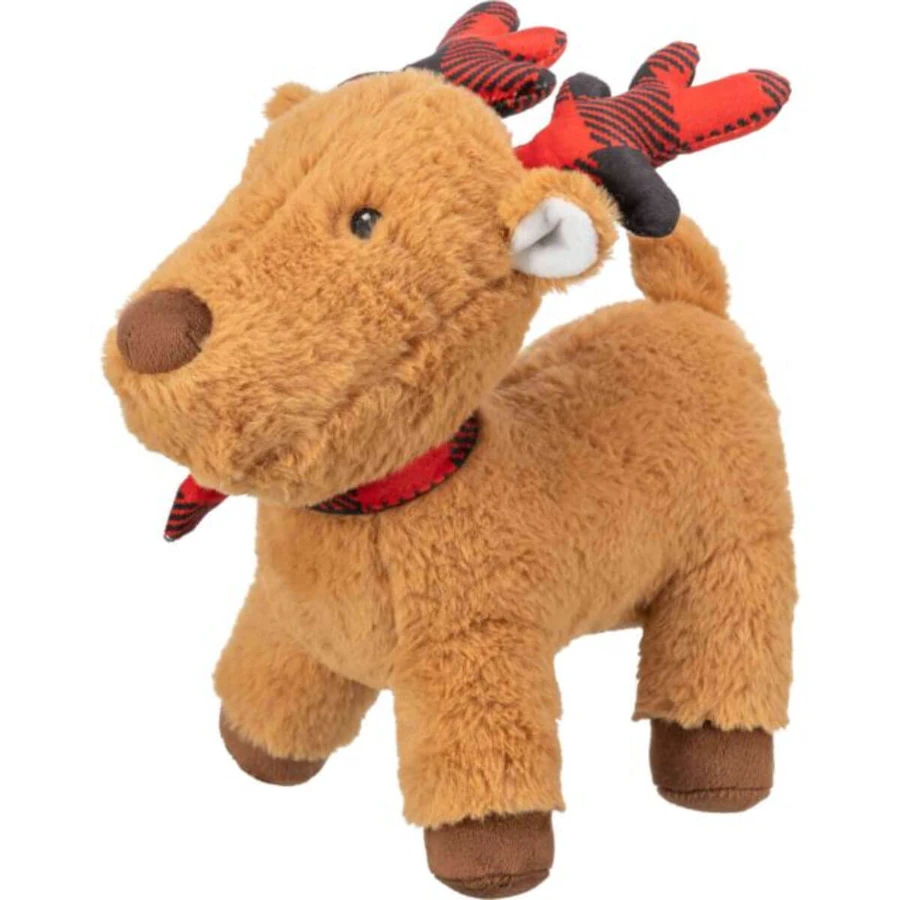 TRIXIE Christmas Ren, peluche chien XS-XL, avec son, peluche, marron et rouge, 29cm