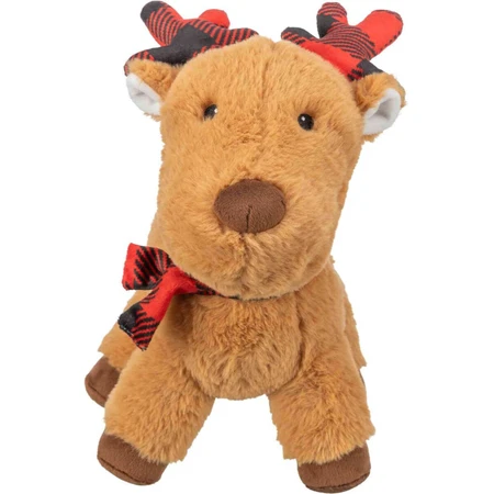 TRIXIE Christmas Ren, peluche chien XS-XL, avec son, peluche, marron et rouge, 29cm