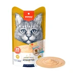 WANPY Creamy Treat Surtido 8 Sabores, Atún, Salmón y Pollo, bolsa de recompensa para gatos, (puré), 350g