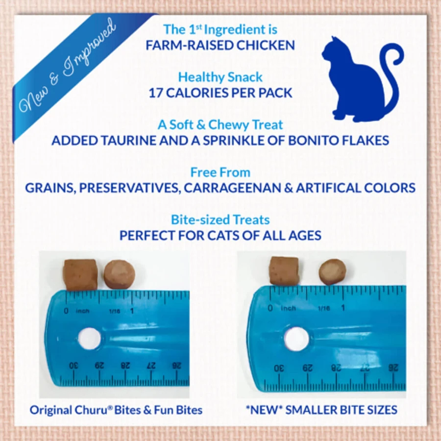 INABA Churu Churu Fun Bites, Huhn und Kürbis, getreidefreie Katzenbelohnungsbox, 96g