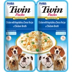 INABA Churu Dog Twin, XS-XL, Pollo y Queso, comida húmeda para perros sin cereales, (en sopa), 80g
