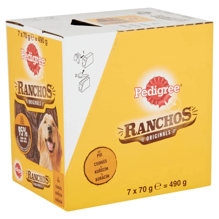 PEDIGREE Ranchos, golosinas para perros, tiras secas, Pollo, 70g