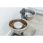 TRIXIE, set gamelles pour chien + 2 gamelles, hauteur réglable, métal, argent, M-L(1.8l, ⌀21cm)