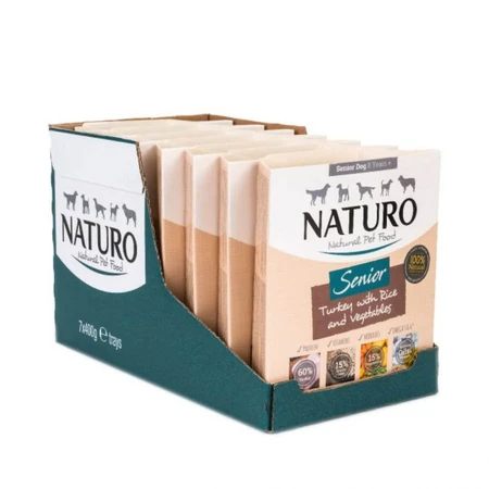 NATURO Low Grain Senior, XS-L, Turkey and Vegetables, wet low grain senior dog food, in aspic, 400g