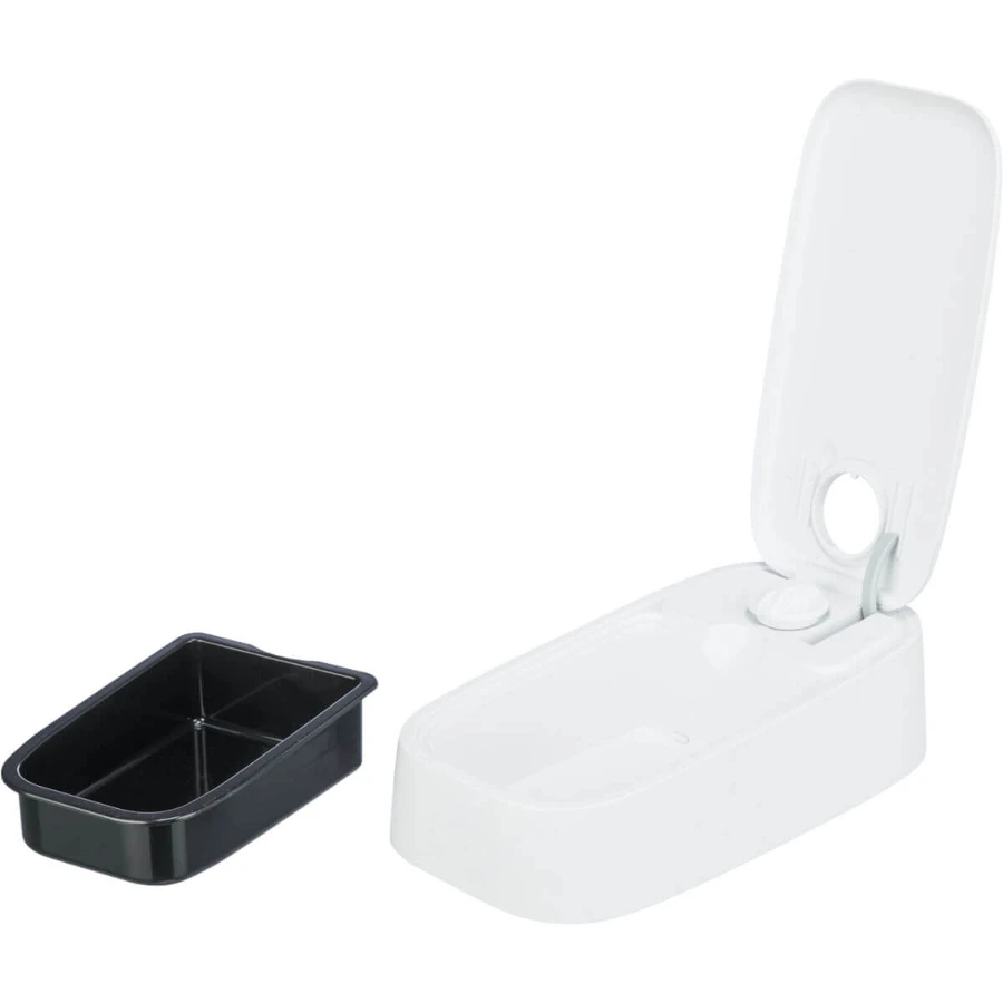 TRIXIE TX1, automatische hondenvoerbak, 1 rechthoekige bak, programmeerbaar, met koeling, kunststof, wit, S-L(0,3l, 24x7cm)