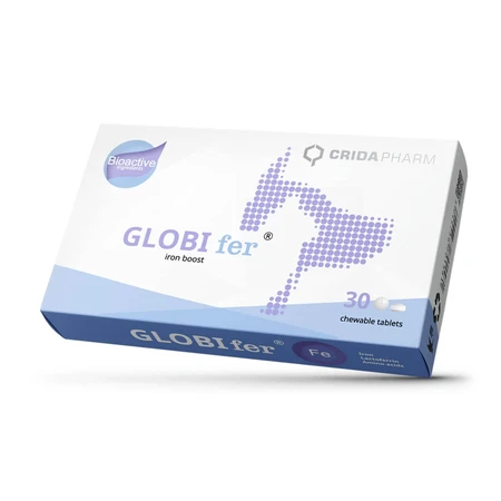 CRIDA PHARM Globi PHARM Iron Iron Boost, XS-XL, suplemento para el sistema cardiovascular de perros y gatos, caja, 30 comprimidos masticables