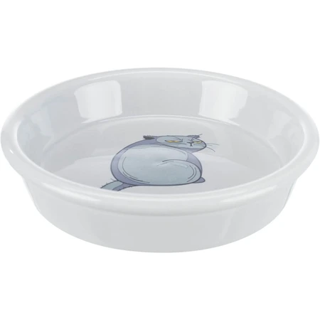 TRIXIE Cat, cat bowl, round, ceramic, gray, 0.25l, ⌀13cm