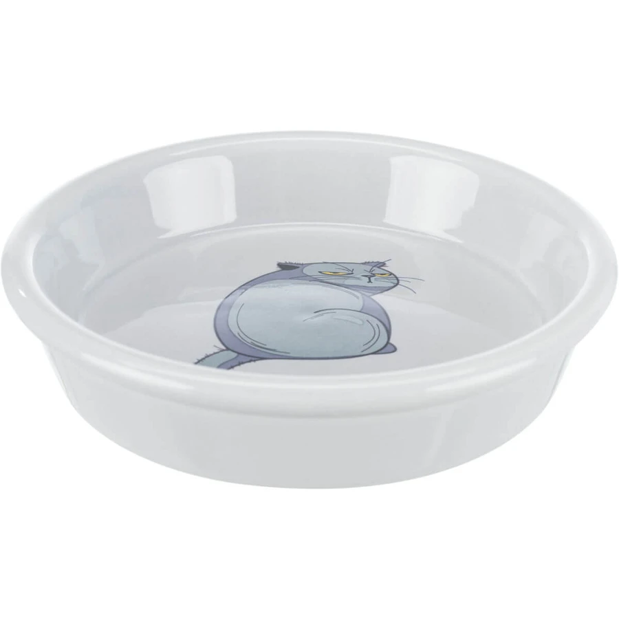 TRIXIE Cat, cat bowl, round, ceramic, gray, 0.25l, ⌀13cm