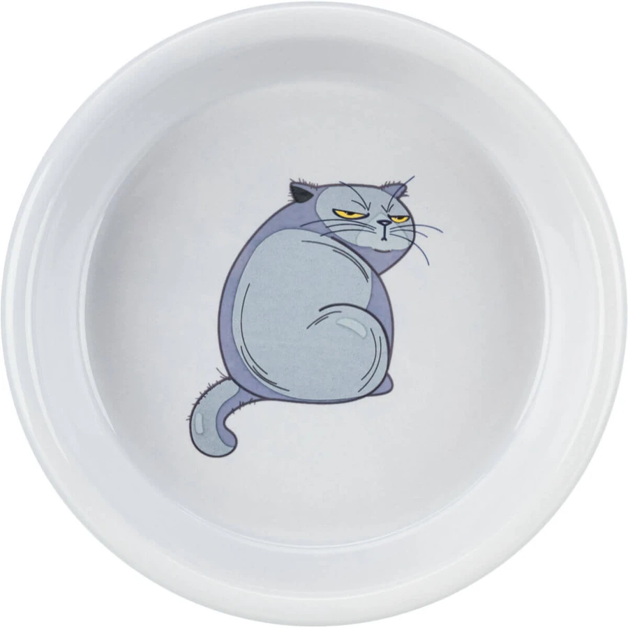 TRIXIE Cat, cat bowl, round, ceramic, gray, 0.25l, ⌀13cm