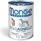 MONGE Monoprotein, XS-XL, Lam, ingeblikt enkelvoudig eiwit graanvrij natvoer voor honden, (paté), 400g