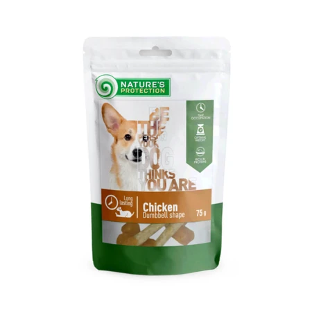 NATURES PROTECTION Hantelform, XS-XL, Huhn, Belohnungsbeutel Hunde, 75g