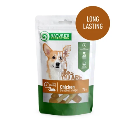 NATURES PROTECTION Hantelform, XS-XL, Huhn, Belohnungsbeutel Hunde, 75g