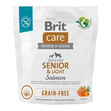 BRIT Care Senior & Light, XS-XL, Zalm, graanvrij droogvoer voor senior honden, obesitas, 1kg