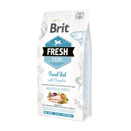 BRIT Fresh Muscles & Joints Adult L-XL, Pescado con calabaza, pienso bajo en cereales para perros, 2,5kg