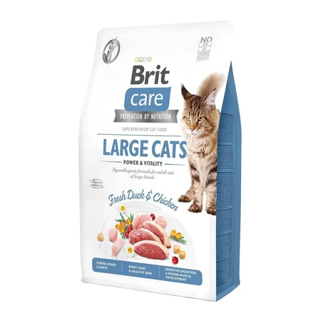 BRIT Care Large Cats Power & Vitality L-XL, Pato y Pollo, pienso sin cereales, 2kg