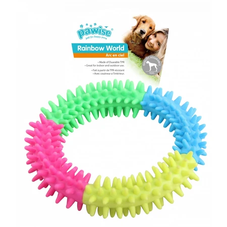 PAWISE Rainbow, hondenkauwspeeltje, M, rubber, bijtend, veelkleurig