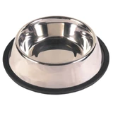 TRIXIE, dog bowl, round, non-slip, stainless steel, silver, S-M(0.7l, ⌀21cm)