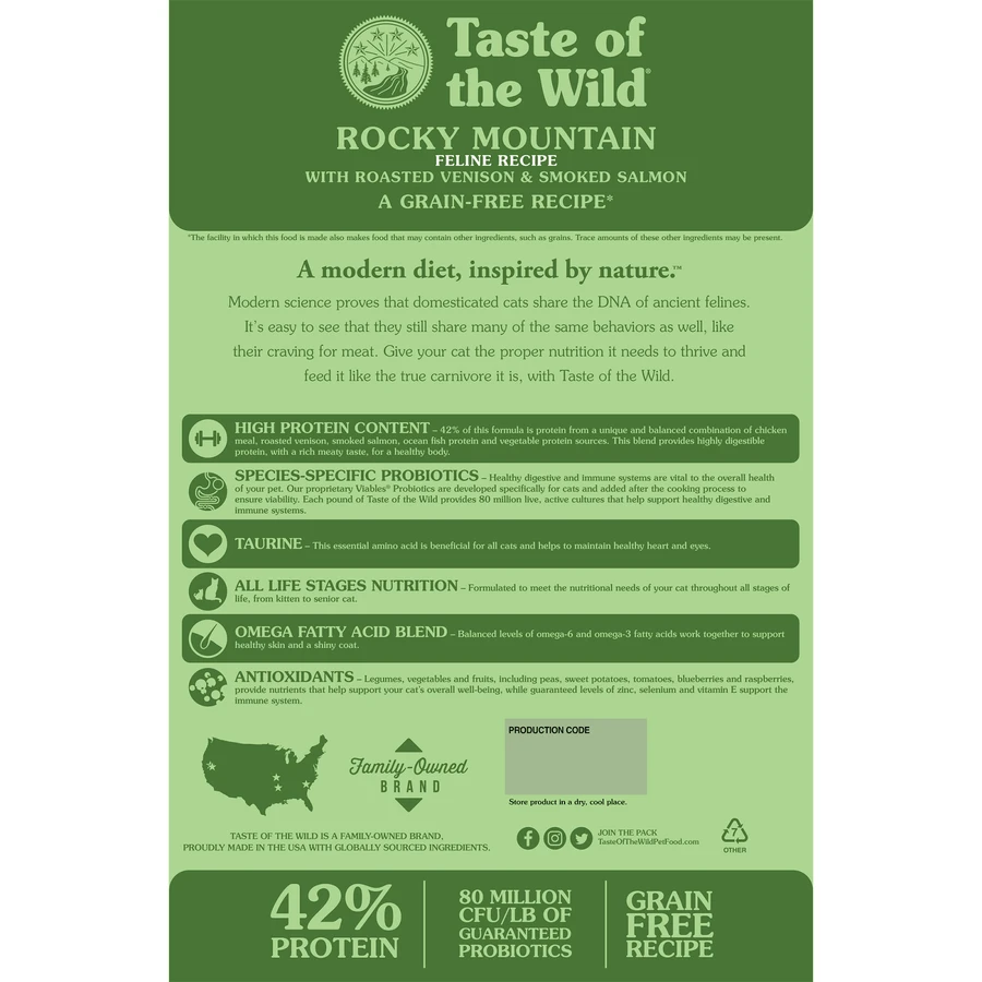TASTE OF THE WILD Rocky Mountain, Venison and Salmon, grain-free dry cat food, 6.6kg
