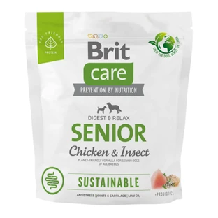 BRIT Care Sustainable Senior, XS-XL, Pollo e Insectos, alimento seco para perros senior, sistema digestivo, 1kg