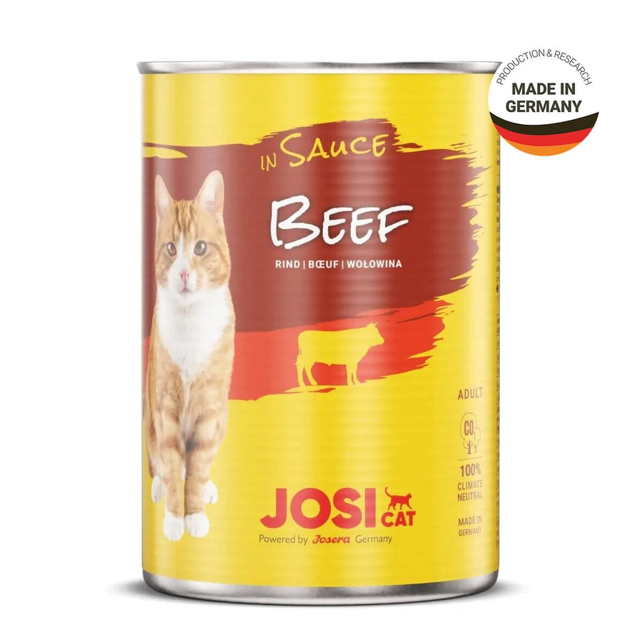 JOSICAT, Carne de vaca, comida húmeda en lata, (en salsa), bax, 415g x 12pcs