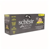 SCHESIR After Dark Complete 4 Flavors, Pollo, comida húmeda en lata sin cereales para gatos, (en sopa), multipack, 80g x 12pcs