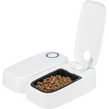 TRIXIE TX2, automatisches Hundefutter, 2 rechteckige Näpfe, programmierbar, Kunststoff, schwarz-weiß, S-L(0,6l, 27x7cm)